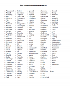 Emotional Vocabulary Worksheet